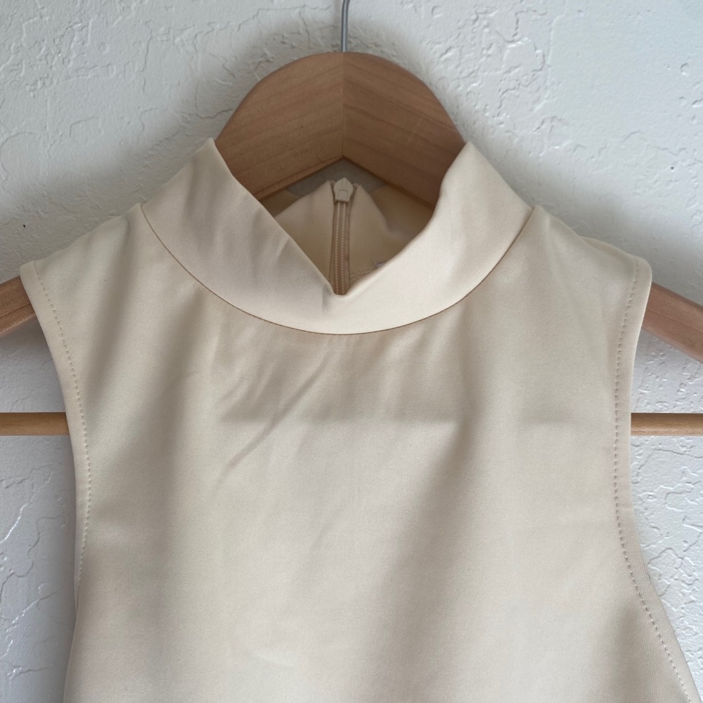 Small Zara Nude/Beige High Neck top with front and back string detail RUNS SMALL - Picture 3 of 6